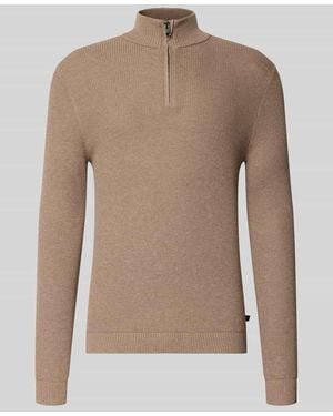 S.oliver Regular Fit Troyer aus reiner Baumwolle - Braun