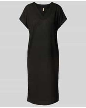 Soya Concept Midi-jurk Met V-hals - Zwart