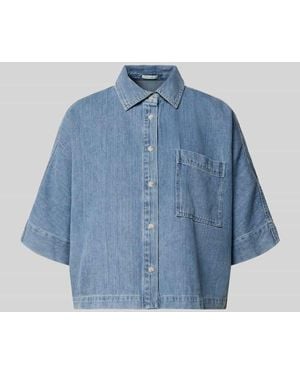 Opus Relaxed Fit Jeansbluse mit Brusttasche Modell 'Fyndra' - Blau