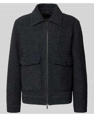 SELECTED Regular Fit Hemdjacke aus Woll-Mix - Schwarz