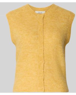 SELECTED Regular Fit Strickjacke aus Woll-Mix - Gelb