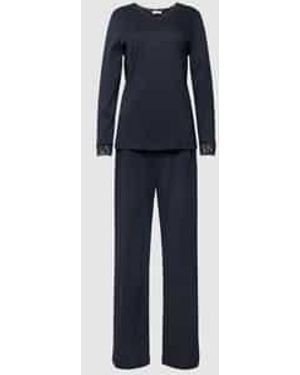 Hanro Pyjama Met Kant - Blauw