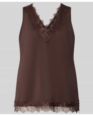 Freequent Top mit Spitzenbesatz Modell 'Bicco' - Braun