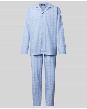 Hanro Pyjama Mit Resortkragen Modell 'Ian' - Blau