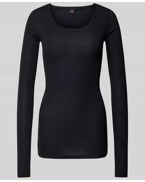 BOSS Longsleeve mit Rundhalsausschnitt Modell 'Elayer' - Schwarz