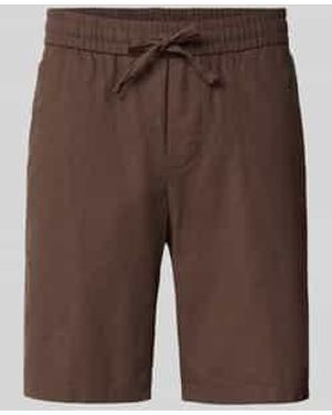 Only & Sons Regular Fit Bermuda Van Mix Van Katoen En Linnen Model 'Linus' - Bruin
