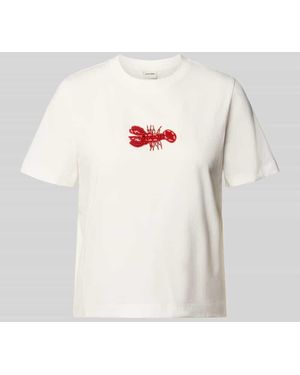 Stefanel T-Shirt mit Perlen und Rundhalsausschnitt - Grau