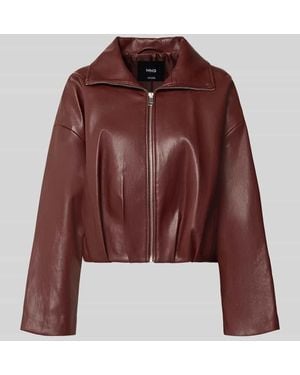 Mango Regular Fit Jacke in Leder-Optik Modell 'Dante' - Rot