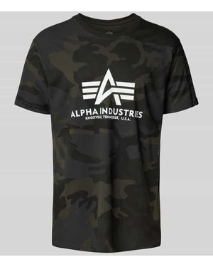Alpha Industries T-Shirt mit Label-Print und Rundhalsausschnitt - Schwarz