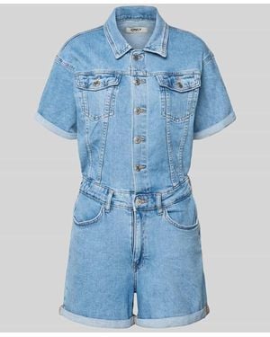 ONLY Regular Fit Playsuit aus Baumwoll-Mix Modell 'CASTEL' - Blau