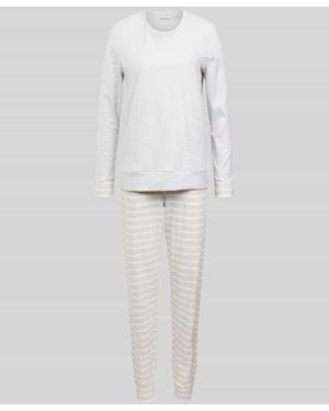 Schiesser Pyjama Mit Streifenmuster - Weiß