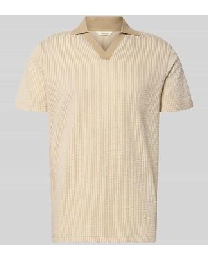 SELECTED Regular Fit Poloshirt in Seersucker-Optik Modell 'MARNI' - Natur