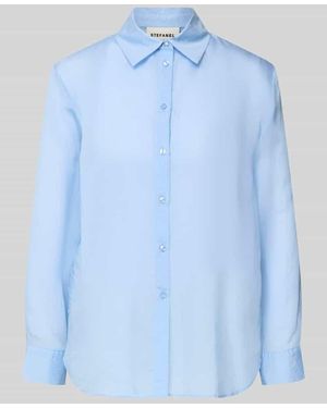 Stefanel Relaxed Fit Hemdbluse aus Lyocell-Mix - Blau