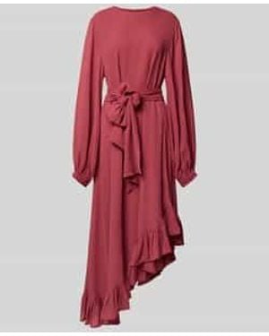 Essentiel Antwerp Flatteuze Maxi-Jurk Met Asymmetrische Ruchezoom, Model 'Iflower' - Rood