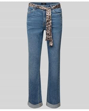 Zero Slim Fit Jeans mit Bindegürtel und Saum mit Aufschlag - Blau