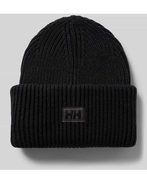 Helly Hansen Beanie in Strick-Optik mit Logo-Patch - Schwarz