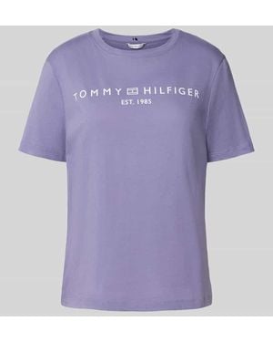 Tommy Hilfiger Regular Fit T-Shirt aus reiner Baumwolle - Lila