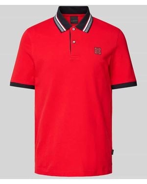 Bugatti Regular Fit Poloshirt Mit Label-Badge - Rot