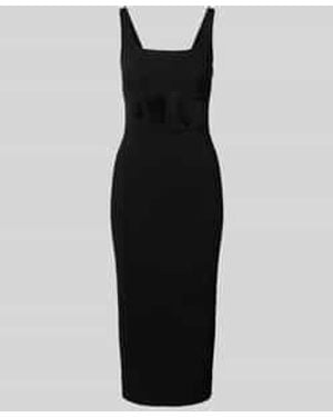 Lipsy Midi-Jurk Met Semi-Transparante Inzet - Zwart