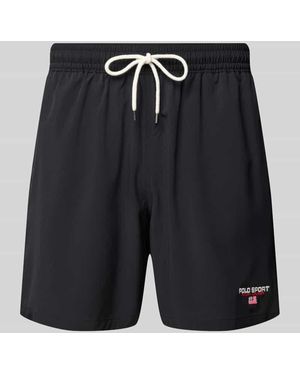 Polo Ralph Lauren Relaxed Fit Badeshorts mit Label-Stitching Modell 'TRAVLER' - Schwarz