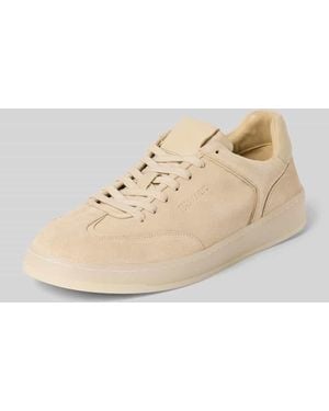 Blauer Usa Sneaker aus echtem Leder mit Logo-Prägung Modell 'Farrell' - Natur