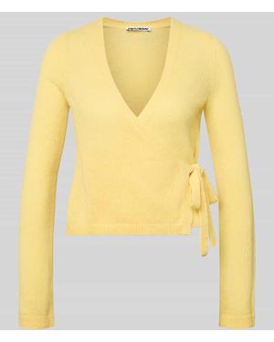 Review Strick-Cardigan in Wickeloptik - Gelb