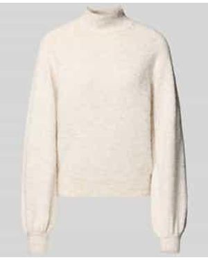 Moves Gebreide Pullover Met Opstaande Kraag - Naturel