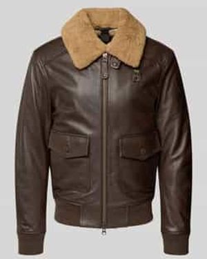 Blauer Usa Leren Jack Met Tweewegsritssluiting, Model 'Cheiton' - Bruin