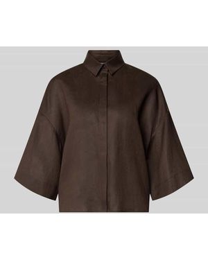 MM by Max Mara Boxy Fit Leinenbluse mit 3/4-Arm Modell 'RITO' - Braun