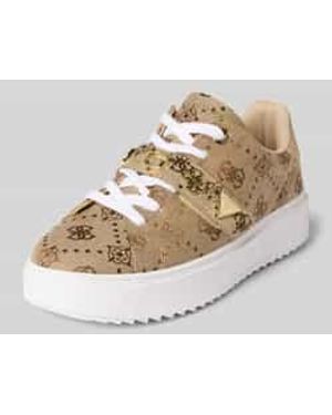 Guess Sneakers Met Labelapplicaties - Naturel