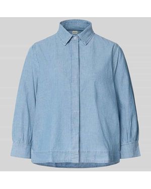 Stefanel Bluse mit Hemdblusenkragen und verdeckter Knopfleiste - Blau