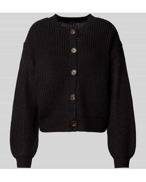 Vero Moda Relaxed Fit Strickjacke mit einreihiger Knopfleiste Modell 'LEA' - Schwarz