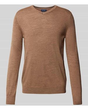 Christian Berg Men Regular Fit Strickpullover Mit Woll-Anteil - Braun