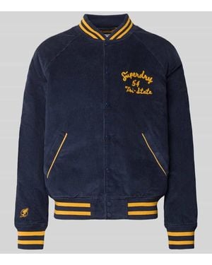 Superdry College-Jacke aus Cord mit Label-Stitching - Blau