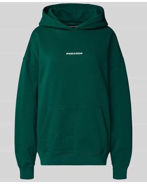 PEGADOR Oversized Hoodie mit Logo-Stitching Modell 'Clarita' - Grün