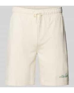 Ellesse Regular Fit Sweatshorts Met Labelprint - Naturel