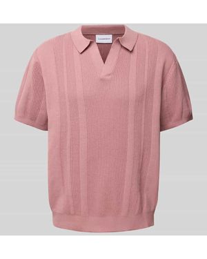 Lindbergh Oversized Poloshirt mit V-Ausschnitt - Pink