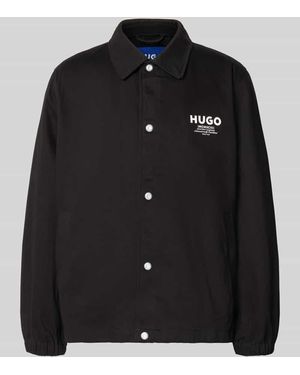 HUGO Regular Fit Bomberjacke / Blouson aus reiner Baumwolle Modell 'Biyo2631' - Schwarz