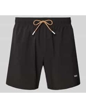 BOSS Regular Fit Zwembroek Met Logodetail - Zwart