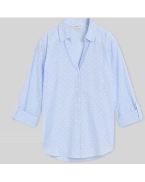 Tom Tailor Relaxed Fit Hemdbluse aus reiner Baumwolle - Blau