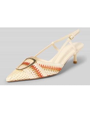 Marc Cain Pumps aus Leder mit Pfennigabsatz - Natur