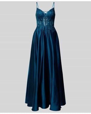 Luxuar Abendkleid mit Ziersteinbesatz - Blau