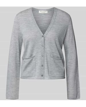 Marc O' Polo Regular Fit Strickjacke aus Schurwoll-Mix - Grau