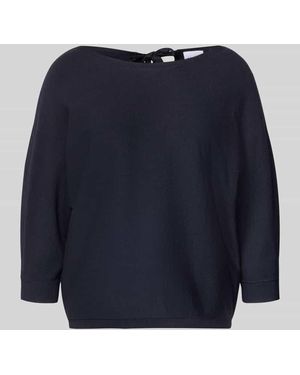 Comma, Relaxed Fit Pullover aus Viskose-Mix in Strick-Optik - Blau