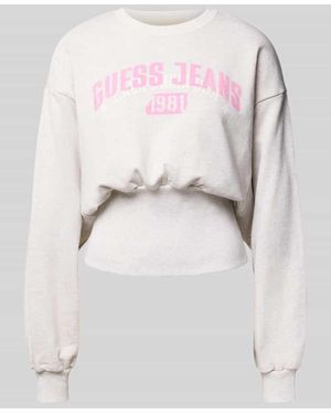 Guess Sweatshirt mit Label-Print und Rundhalsausschnitt - Grau