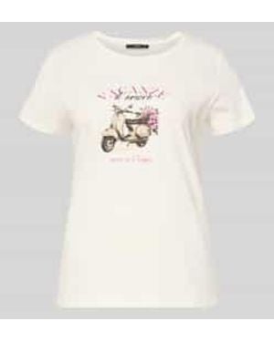 Zero T-Shirt Met Motiefprint En Ronde Hals - Naturel