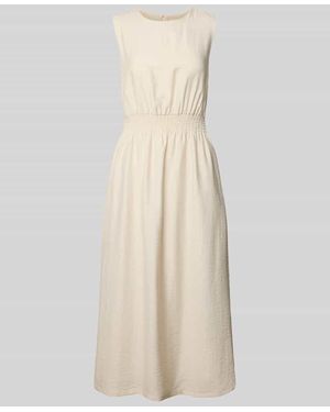 MSCH Copenhagen Midikleid mit Smok-Details Modell 'Disa' - Natur