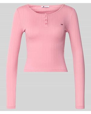 Tommy Hilfiger Slim Fit Henley-Shirt mit Rippstruktur - Pink
