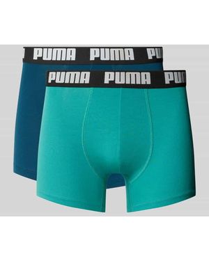 PUMA Slim Fit Boxershorts aus Baumwoll-Mix im 2er-Pack Modell 'EVERDAY' - Grün