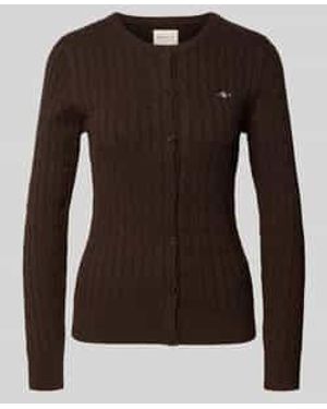 GANT Gebreide Cardigan Met Kabelpatroon - Bruin